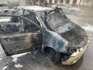 В Мирабадском районе сгорел автомобиль «Matiz»